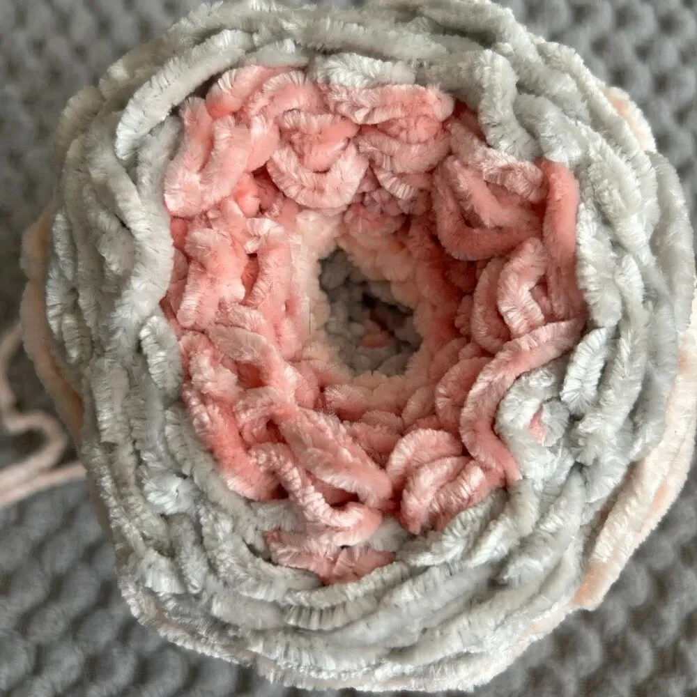 Large Roll Chenille Yarn Pink Mauve Gray